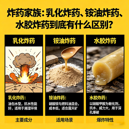 曾都炸药家族:乳化炸药、铵油炸药、水胶炸药到底有什么区别?